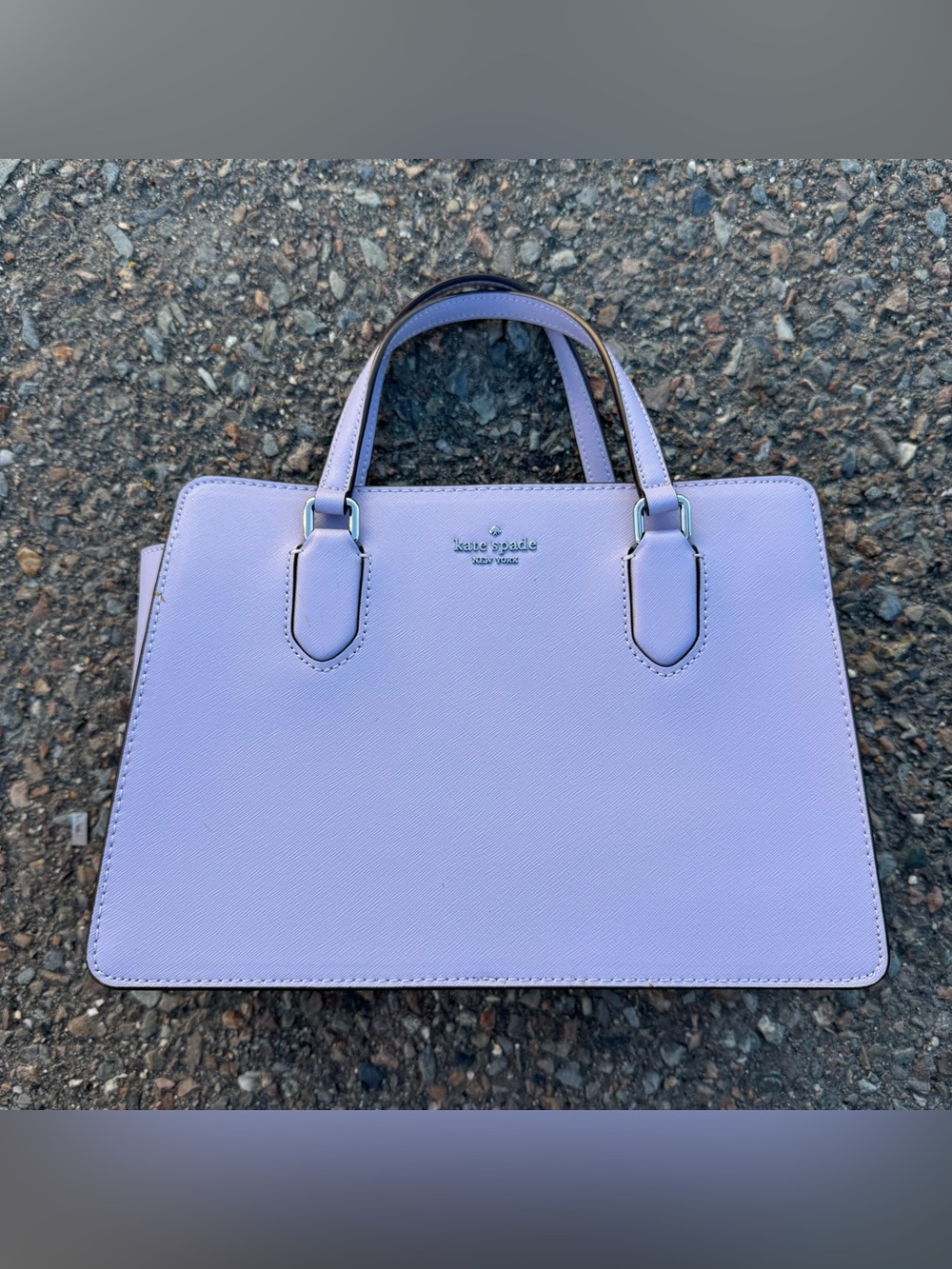 Kate Spade Satchel Handbag Purple Leather Lavender Reese Laurel Authentic Preppy